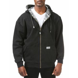 Pro Club Men's Full Zip Reversible Fleece Hoodie, Black/City Camo - New
